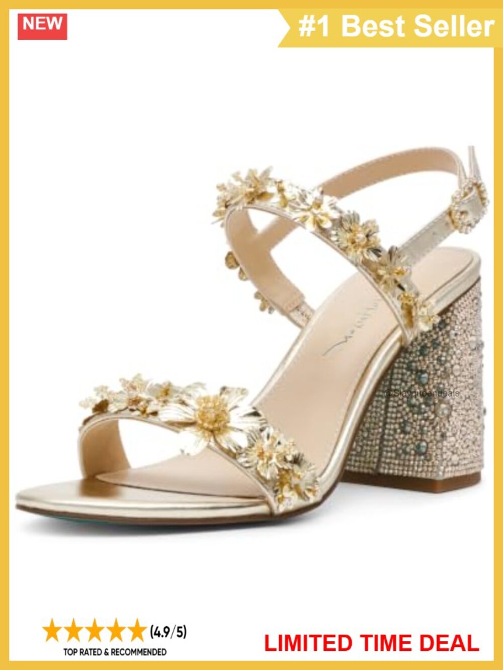 Rhinestone Block Heel Ankle Strap Sandal Party Evening Formal